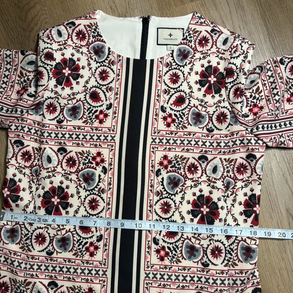 Tuckernuck Patchwork Floral Mini Jamie Dress size S small bell sleeve stripe - Picture 11 of 11